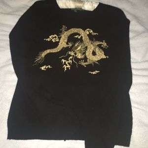 Ralph Lauren black sweater with gold dragon